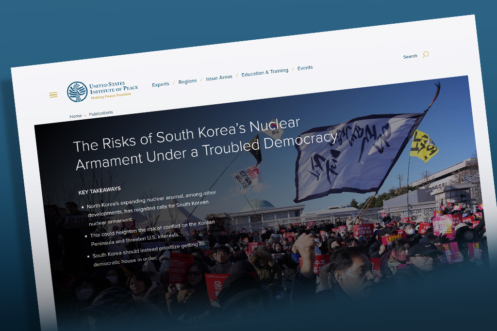 The United States Institute of Peace screenshot showing a photo of a protest