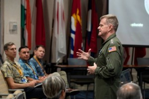 Admiral Paparo Speaking in the Stackpole auditorium