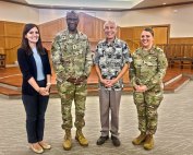 DKI APCSS professors Dr. Andrea Malji and Dr. Al Oehlers are pictured with DKI APCSS alumni, Chief of Chaplains Maj. Gen. Bill Green, and his command senior enlisted leader, Sgt. Maj. Meaghan Simmons.