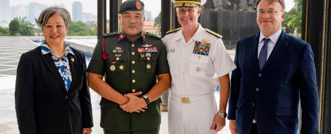 Adm. Samuel J. Paparo, commander of U.S. Indo-Pacific Command, and DKI APCSS Director Suzanne P. Vares-Lum visit Malaysia on May 29, 2025. Paparo met with senior military and government officials, highlighting Malaysia’s importance as a U.S. partner and reaffirming the U.S. commitment to the region. Photo by Sgt. Angel Heraldez