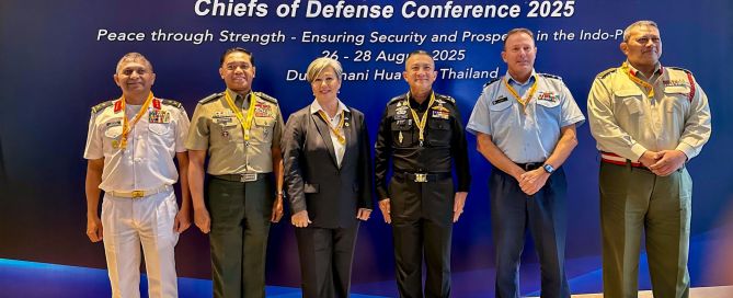 DKI APCSS Director Vares-Lum with Chiefs of Defense from Maldives, Philippines, Thailand, New Zealand, and Tonga at USINDOPACOM CHODs meeting
