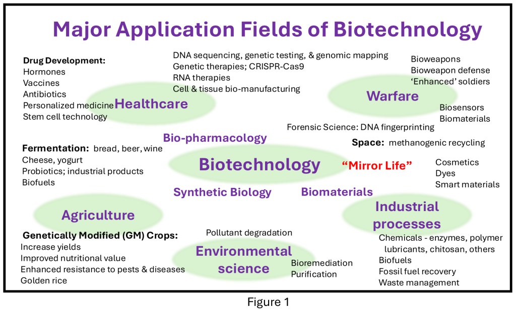Major application-fields in biotechnology diagram